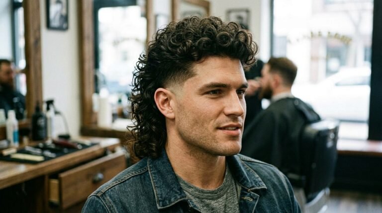 Curly Burst Mullet Fade