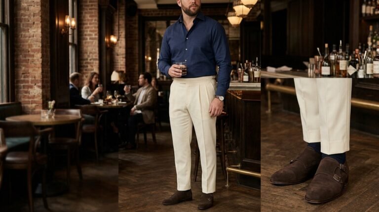 Dark blue tailored contrast