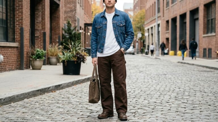 Denim Jacket Brown Pants