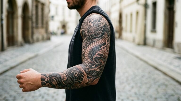 Dragon full sleeve tattoo