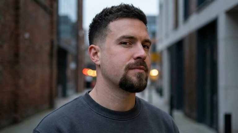  Extended goatee with sharp jawline definition