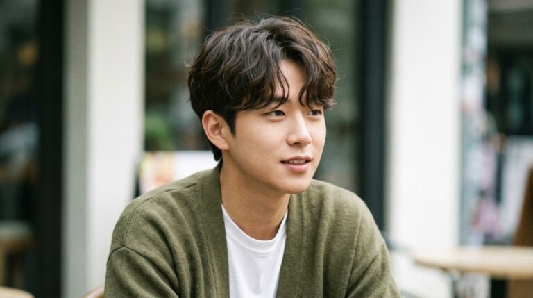 Flowy medium Korean hairstyle