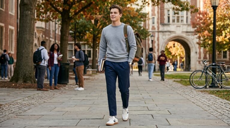 Elevated off-duty campus look