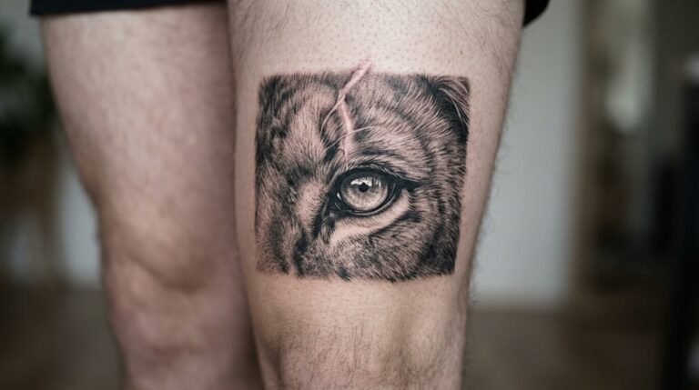 Realistic Lion Eye Tattoo