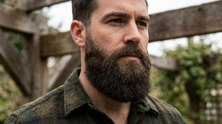 Long beard with tapered sides and structured base
