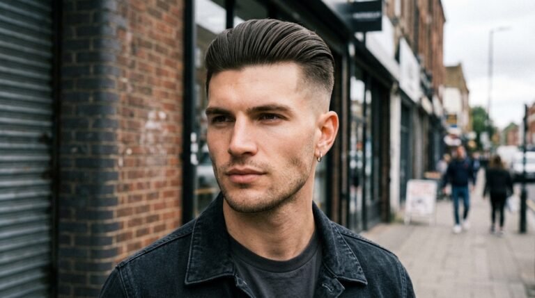 Long slick back high fade