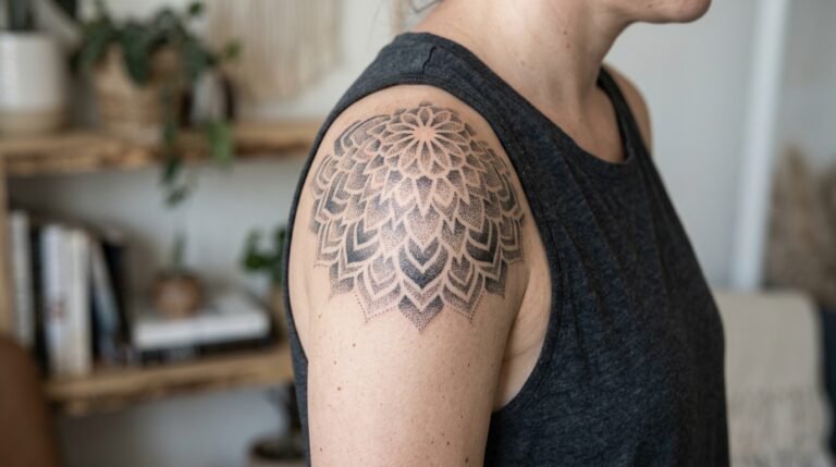 Mandala dotwork tattoo