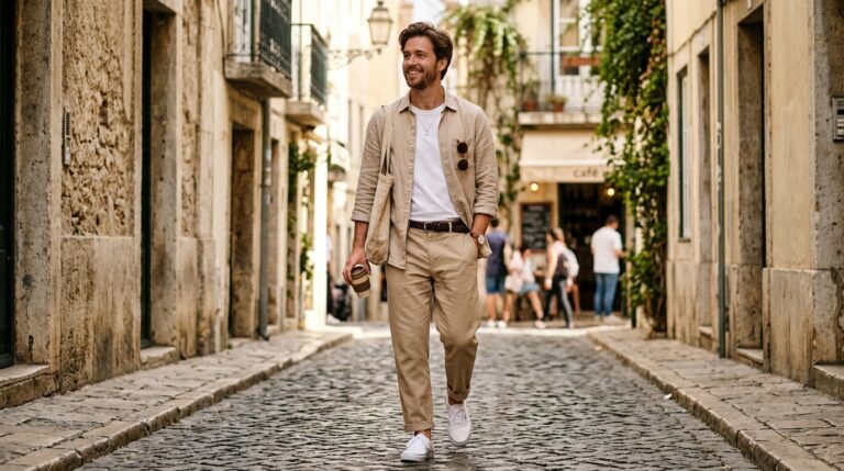 Men Beige Outfit Aesthetic