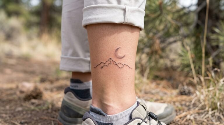 Mountain Moon Calf Tattoo