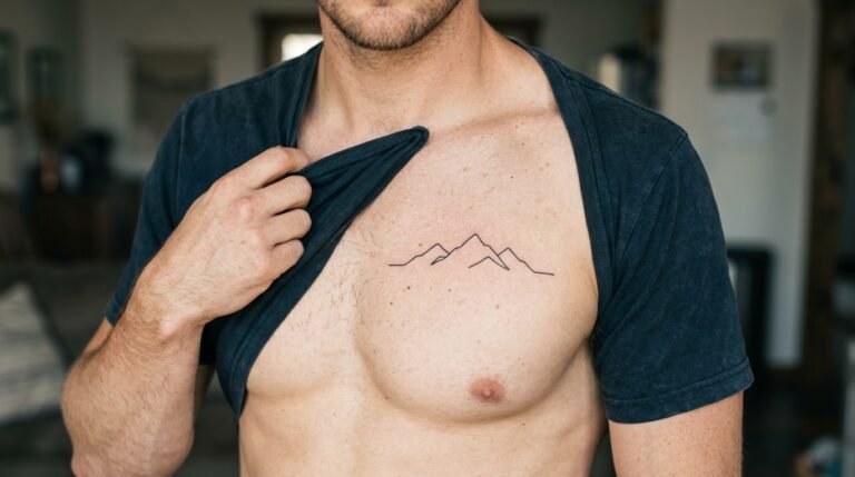 Mountain Chest Tattoo