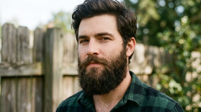  Full beard with natural growth and minimal shaping