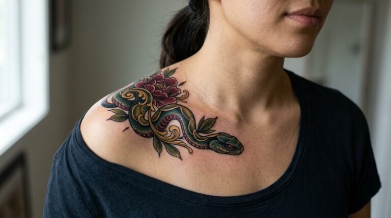 Snake Collarbone Tattoo
