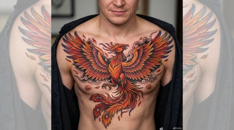 Phoenix Chest Tattoo