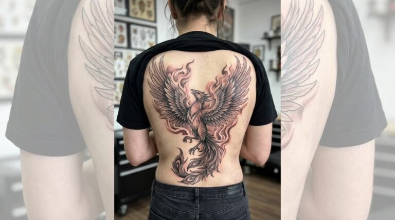 Phoenix back tattoo