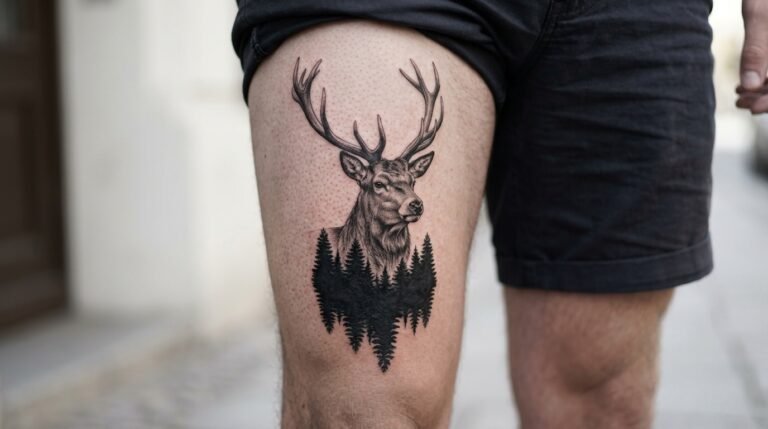 Stag Reflection Tattoo
