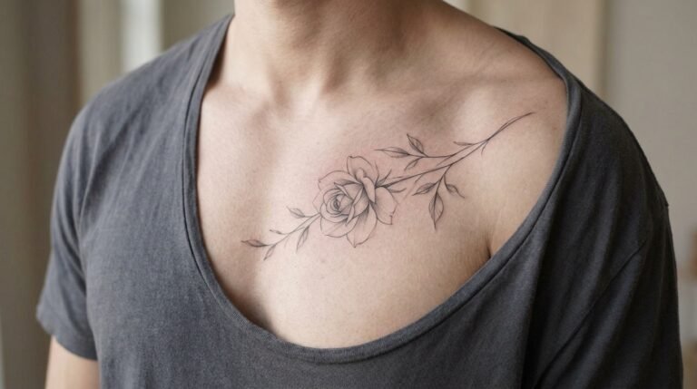 Rose Chest Tattoo