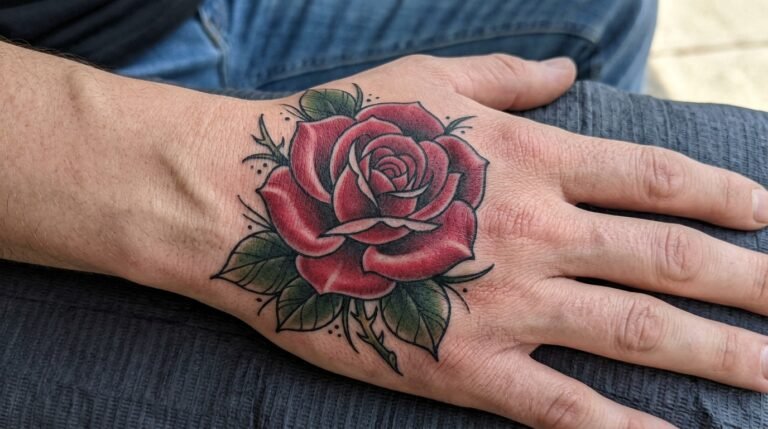 Rose hand tattoo