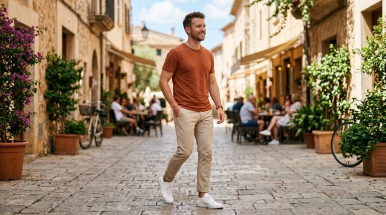 Warm-tone summer outfit combination