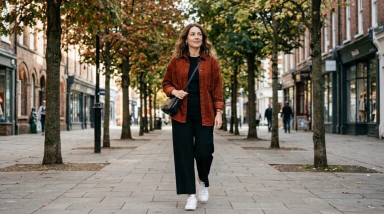 Rust Overshirt Black Pants