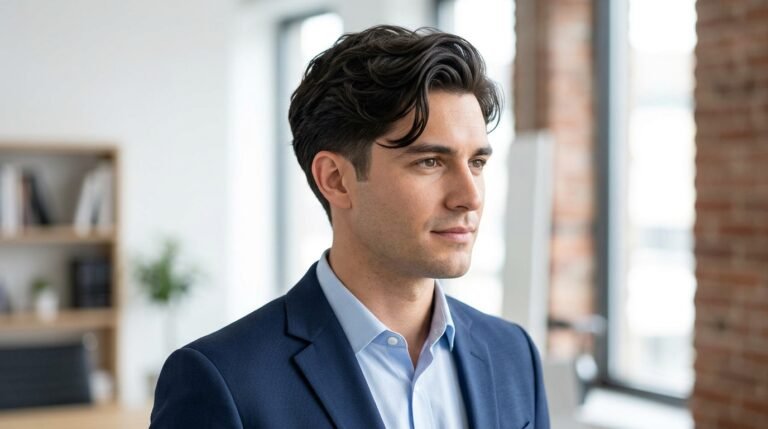 Side swept textured taper