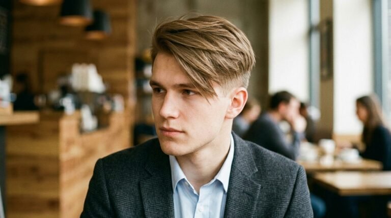 Side swept razor layered two block