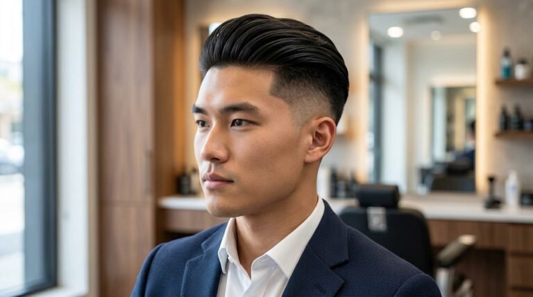 Slicked-back Korean undercut two block