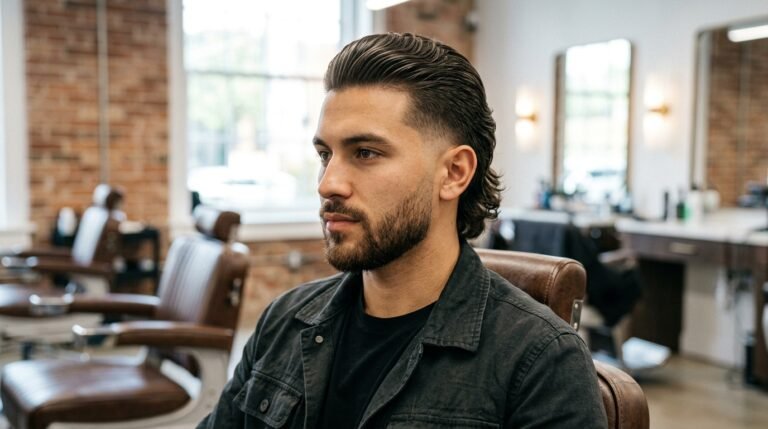 Taper fade slick back mullet