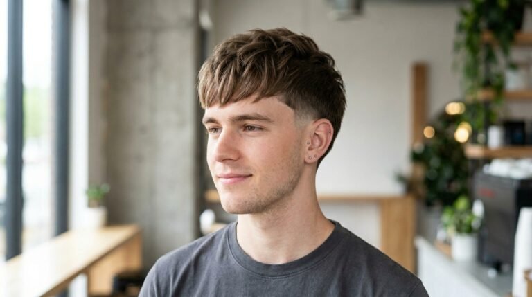 Straight fringe low fade