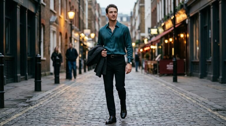 Teal evening outfit