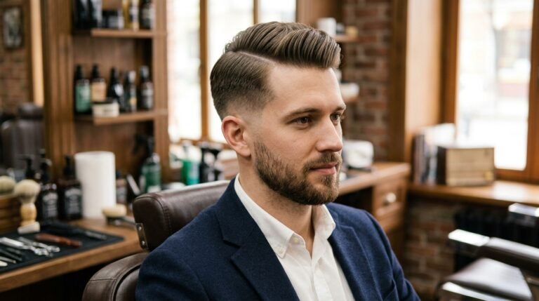 Textured comb over fade