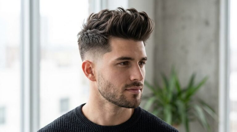 Textured quiff low fade