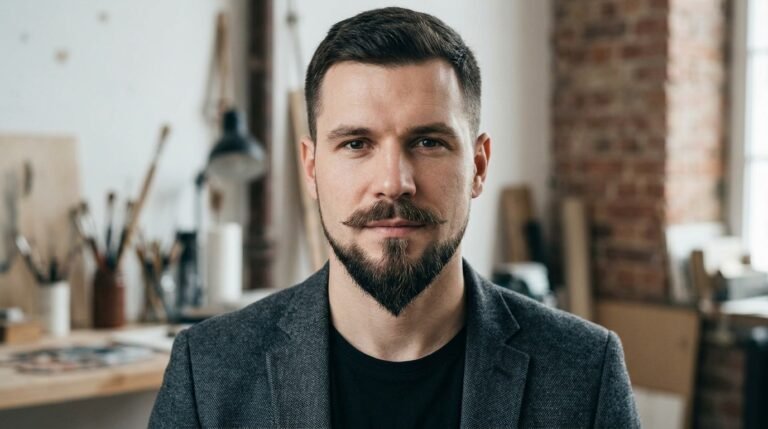 Van Dyke beard with sharp pointed chin shape