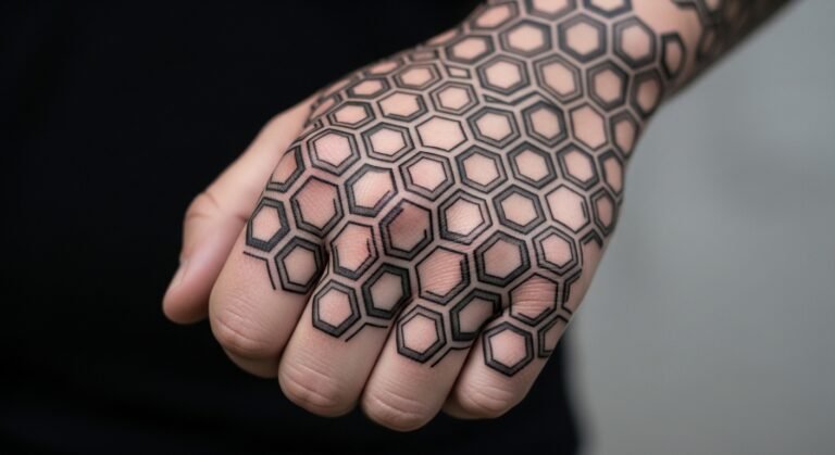Honeycomb Blackwork Hand Extension From Sleeve