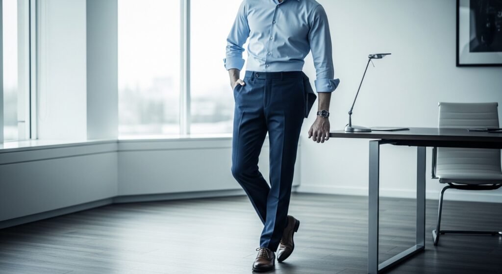 Cool Tone Monochrome Office Look
