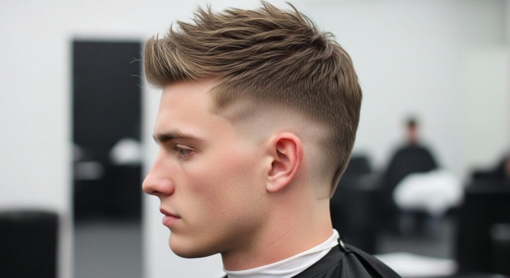 Textured Short Burst Fade Mullet