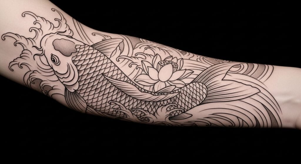 Flowing Koi Fish tattoo