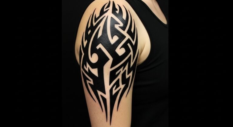 Solid Blackout Upper Arm With Negative Tribal Cuts