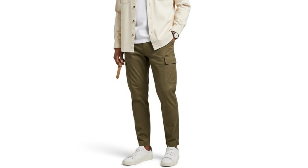 Cream overshirt cargo look
