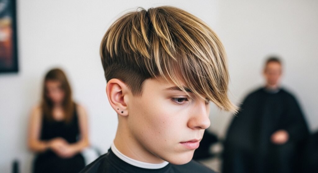 Long fringe crop haircut 