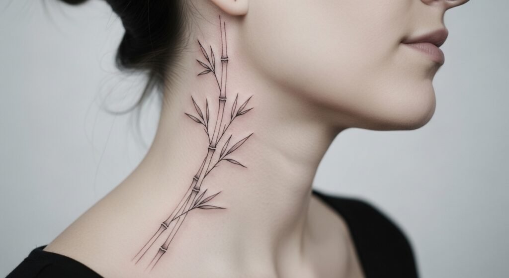 Fine Line Bamboo Stalks tattoo