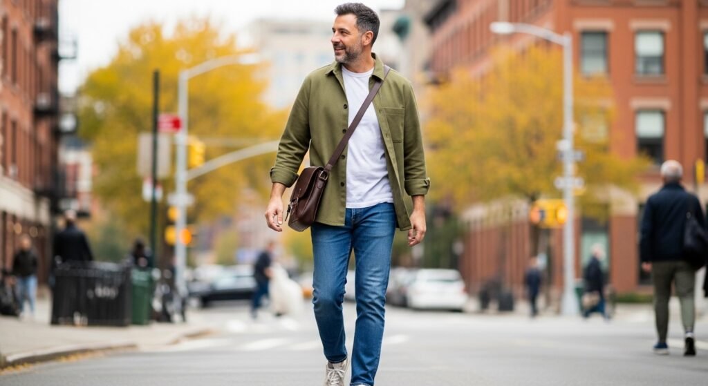 Casual green overshirt look