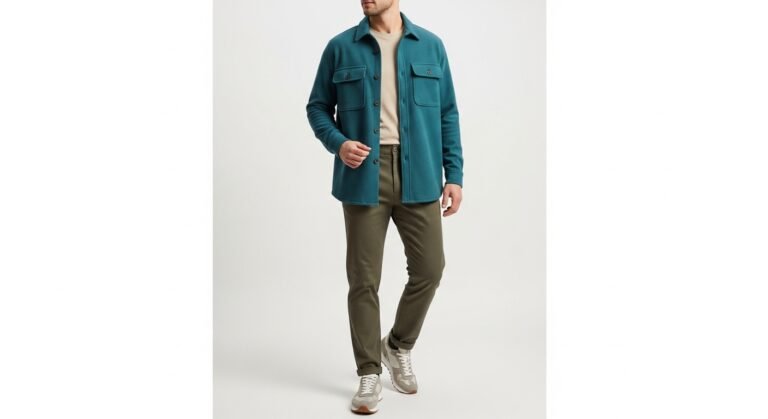 Layered teal outfit