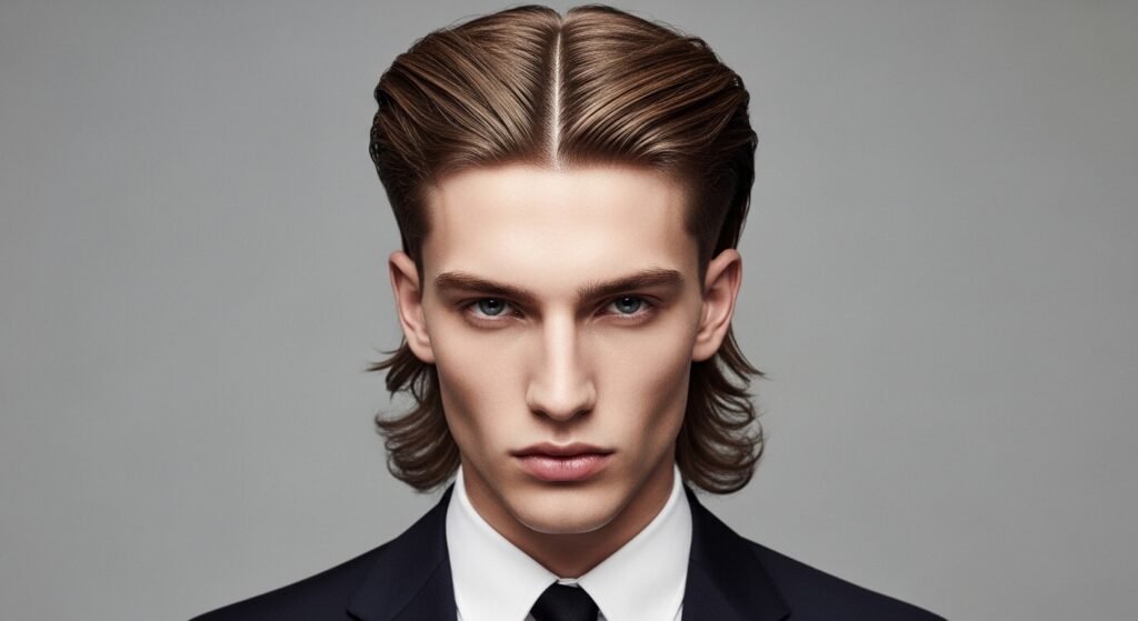 Center Part Burst Mullet