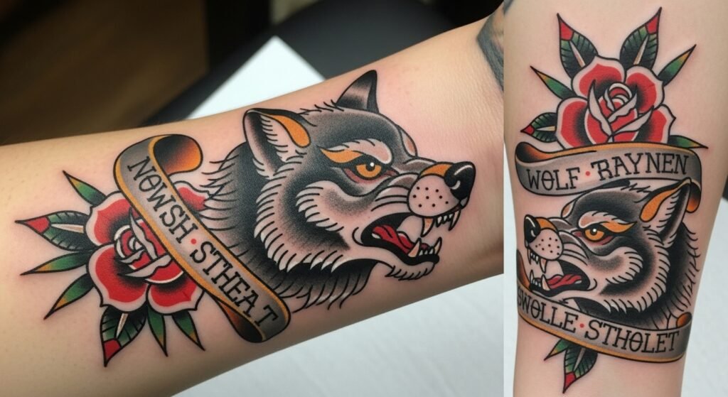Traditional Wolf tattoo