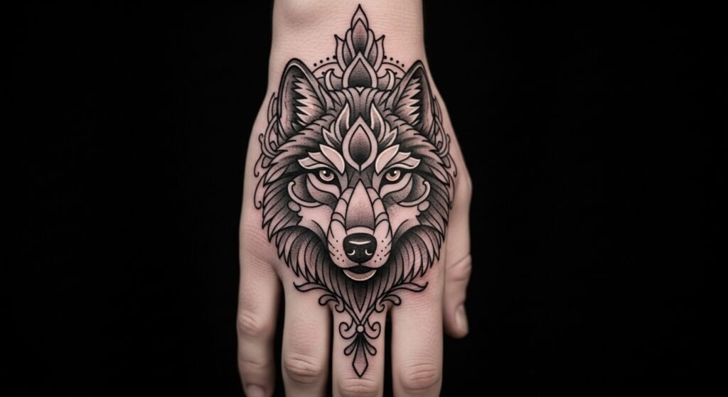 Neo-Traditional Wolf tattoo