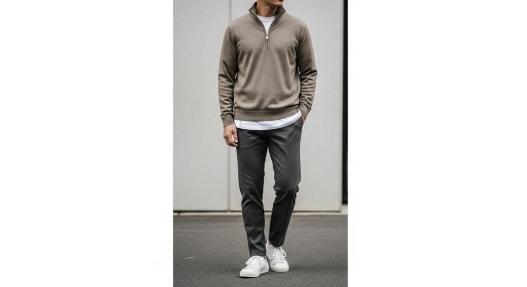 Quarter zip minimal outfit