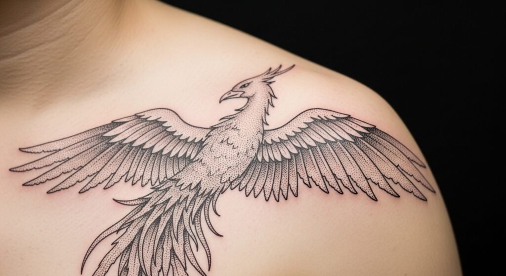 Dotwork Phoenix Rising