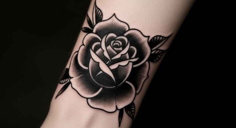 Traditional Black Rose With Heavy Shading on the Wrist