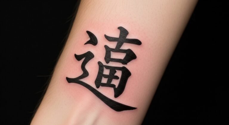 Traditional Kanji Symbol Boldly Inked on the Wrist