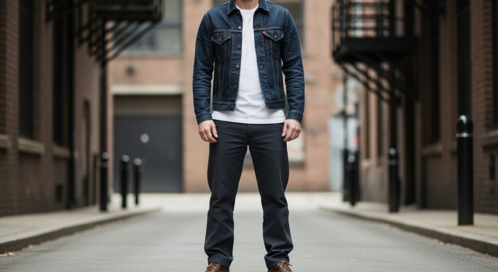 Workwear denim outfit